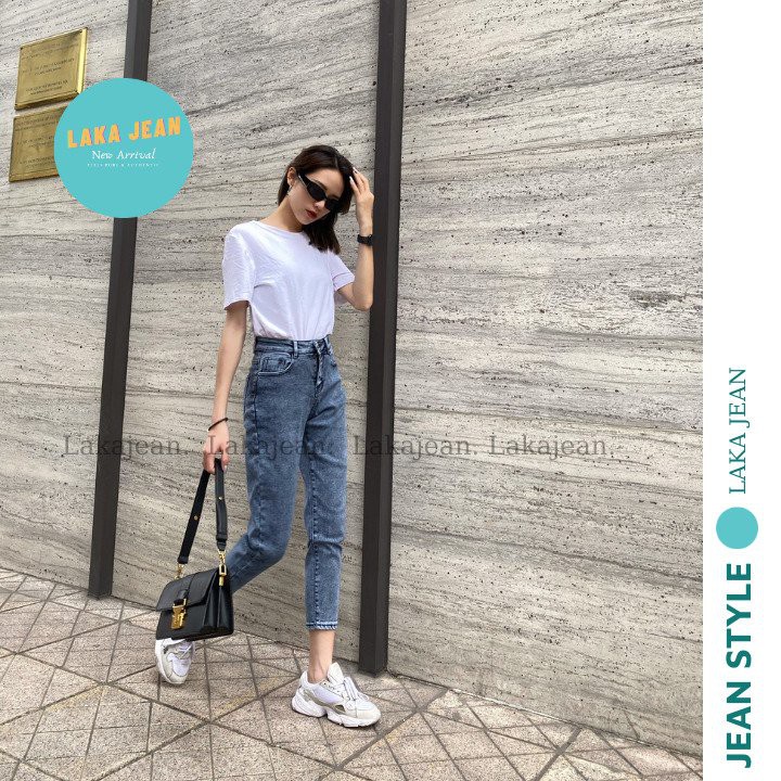 [Hàng Loại 1] Quần Boy Baggy Jean Nữ Lưng cao Laka jean, Co Giãn Tốt, Màu Lạ Mã BY94.22