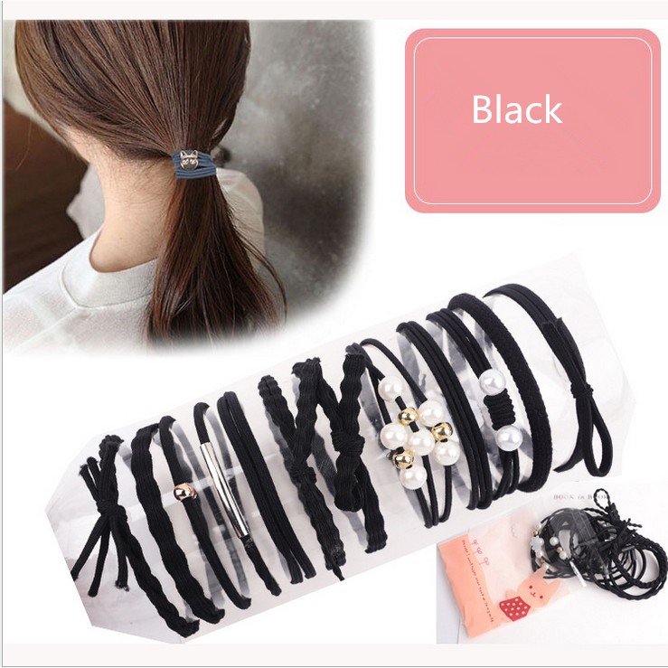 12 Cái / Bộ Hàn Quốc mũ nón đơn giản Phụ nữ Cô gái Cao su Đàn hồi Tóc Ties Phụ kiện