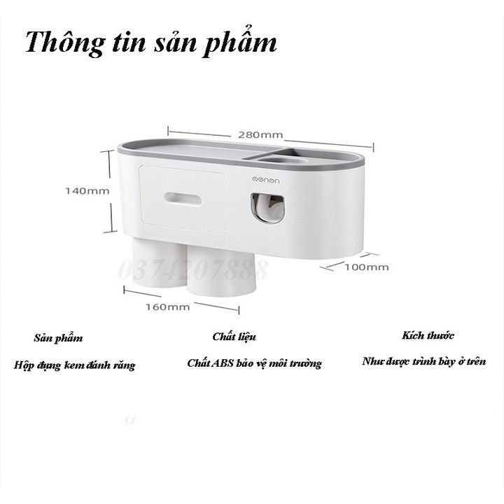 Kệ để đồ nhà tắm thông minh 2 cốc , 4 cốc hút từ tính bộ nhả kem đánh răng siêu tiện lợi cho gia đình .