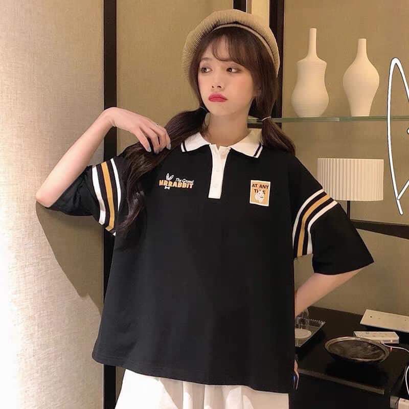 Áo phông nữ form rộng , thun nữ form rộng xuất xịn polo Hàn Quốc free size A3