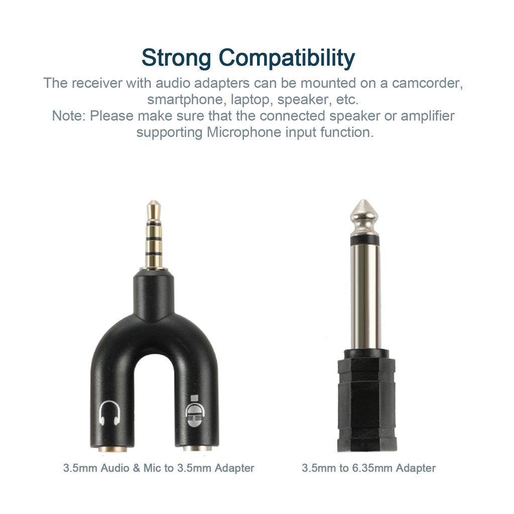 UHF Lavalier Lapel Wireless Microphone Recording Live Streaming Microphone Transmitter Receiver 50m Working Range Compatible with Camcorder Smartphone Laptop PC