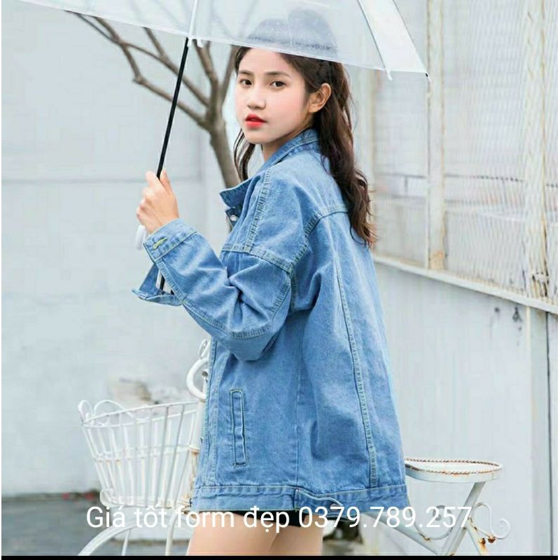 (sỉ) Áo khoác jean nữ cao cấp form rộng - áo jean nữ form 60Kg có 4 túi