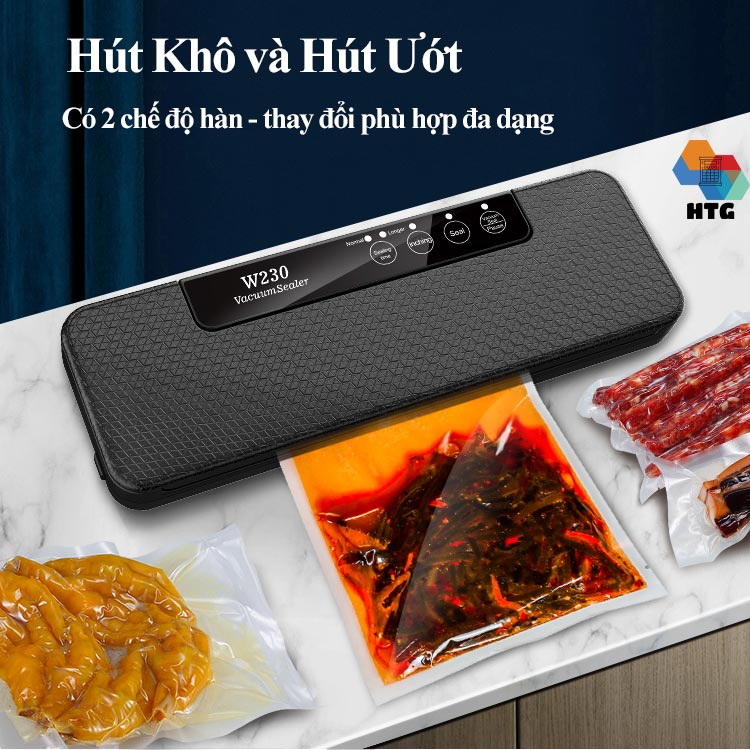 Máy Hút Chân Không Thực Phẩm W230 tự động, hút khô và hút ướt, hàn độc lập, kiểm soát lực hút, hàng chính hãng