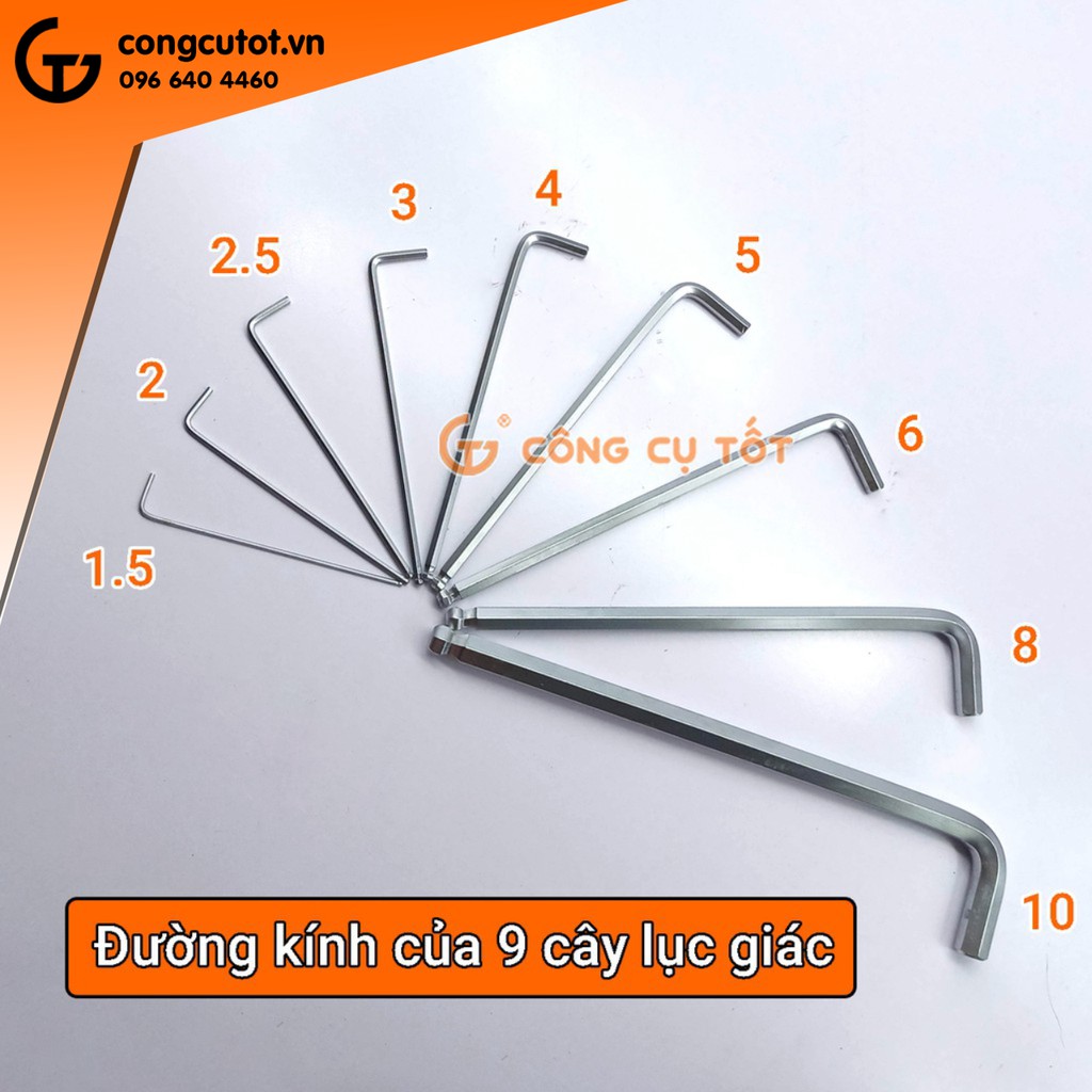Bộ lục giác bi YETI 9 cây 1.5mm-10mm