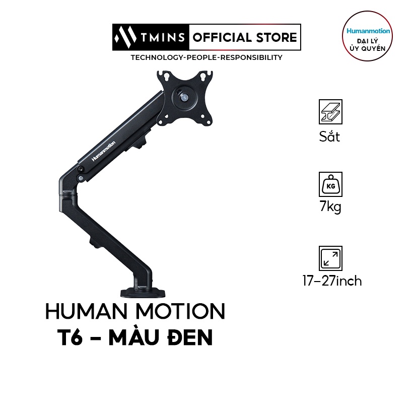 Giá Treo Màn Hình Human Motion T6 Xoay 360 Độ Chất Liệu Hợp Kim Nhôm Kích Cỡ 17-32inch