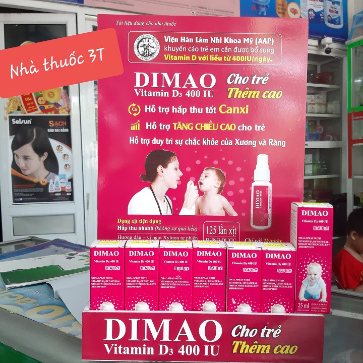 Vitamin D3 400 IU DIMAO dạng xịt từ Châu Âu -Dimao- Cho trẻ thêm cao.