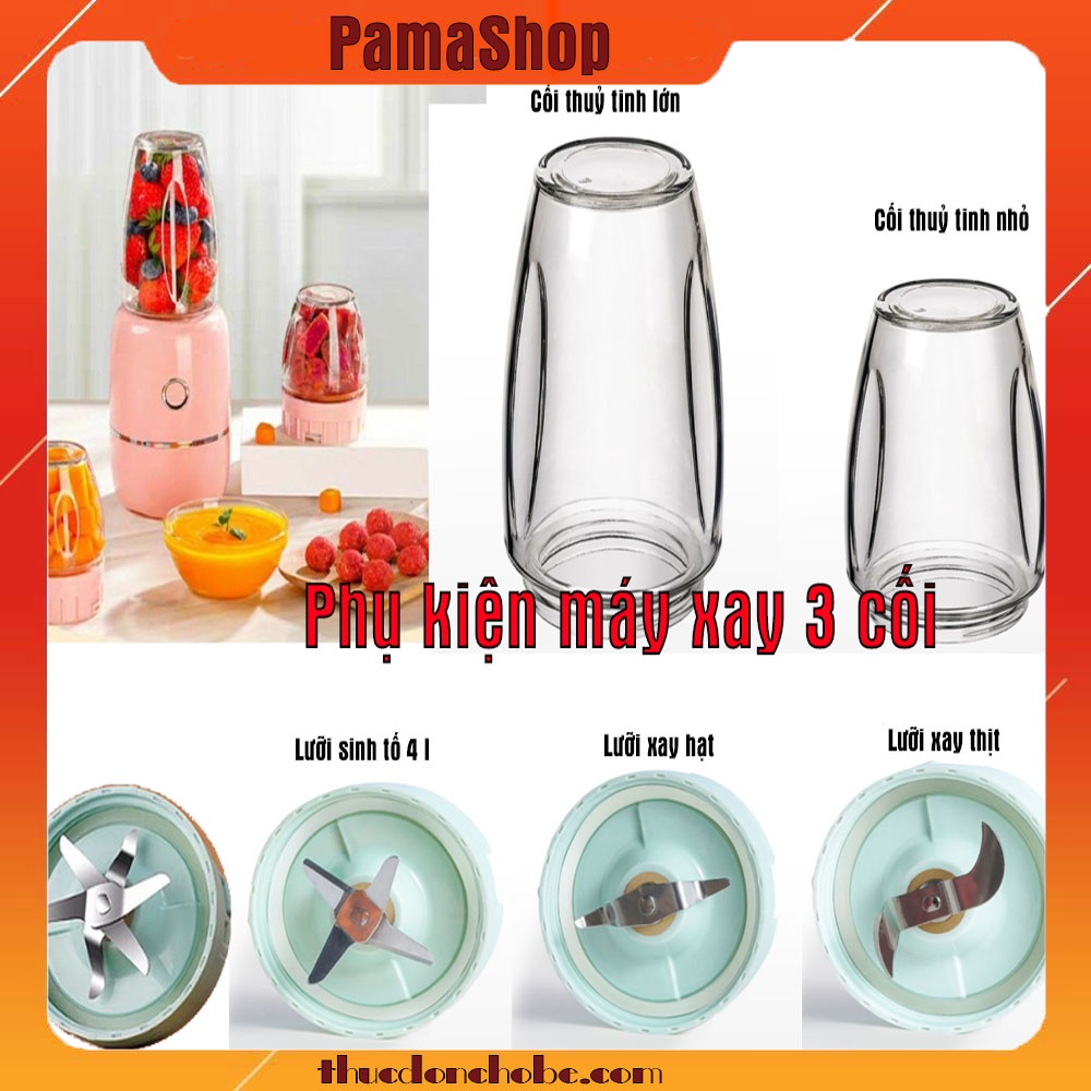 Phụ kiện máy xay 3 cối thay thế || Cối thuỷ tinh, máy xay,Lưỡi dao 6 lưỡi