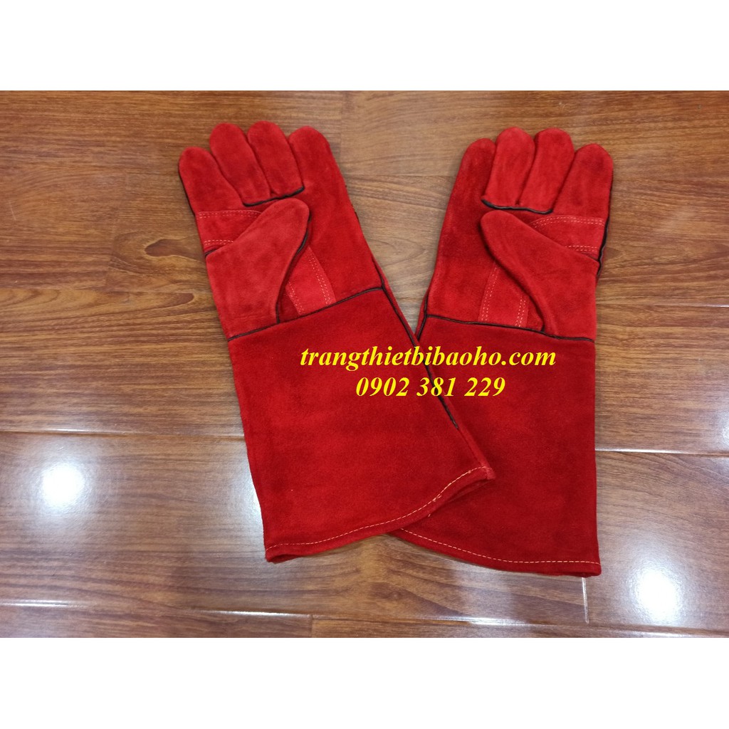 Găng tay da thợ hàn Usafety US-GL-L1602 - màu đỏ (dài 40cm)