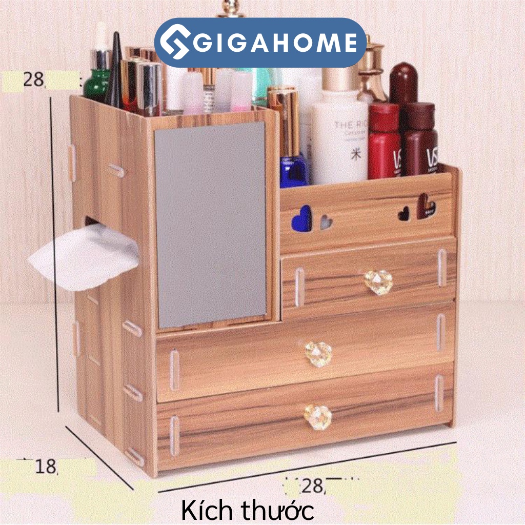 Kệ Đựng Mỹ Phẩm Siêu Tịch Ích 4 Ngăn Có Gương GIGAHOME dễ Dàng Lắp Ráp 4986
