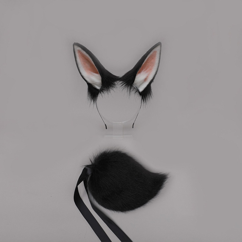 Băng đô tai mèo phối lông phong cách Lolita