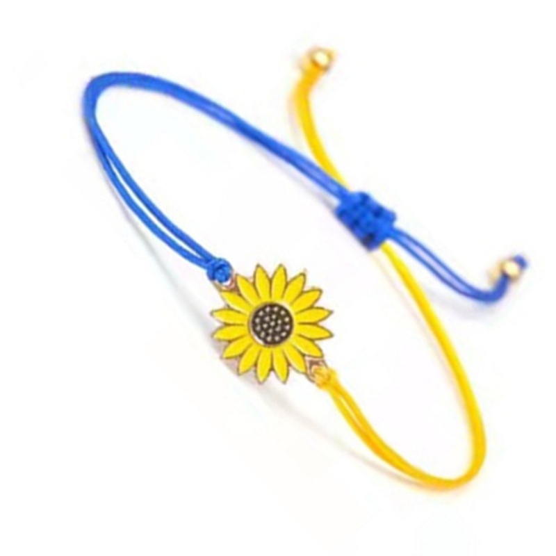1 / 2 Vòng Tay Dây Bện Hình Hoa Hướng Dương Màu Vàng / Xanh Dương / Xanh Dương Tùy Chỉnh Thời Trang Cho Người Lớn Và Trẻ Em