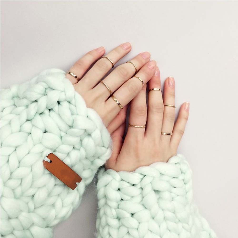 Epoch Set 10 Nhẫn Đeo Khớp Ngón Tay Bằng Kim Loại Thiết Kế Đơn Giản Phong Cách Hàn Quốc Thời Trang Cho Nữ