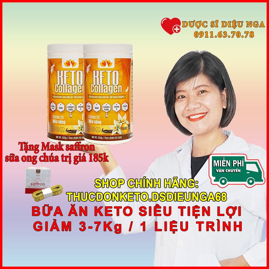 Hàng hot -  Liệu Trình 2 hộp Keto Collagen 500g [Chính Hãng] Bữa ăn KETO GIẢM CÂN SIÊU TIỆN LỢI, giảm cân tại nhà, nhanh