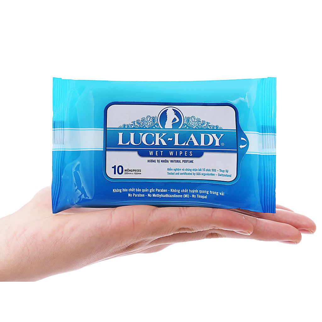 Khăn Giấy Ướt Luck–Lady Natural Perfume Wet Wipes (Gói 10 tờ)