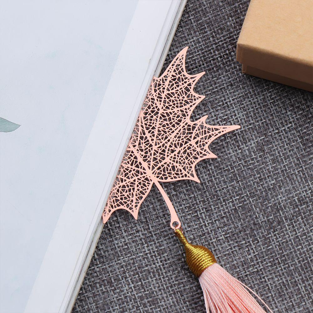 LANFY Bookmark Kim Loại Màu Vàng Hồng Hình Lá Mơ Mới