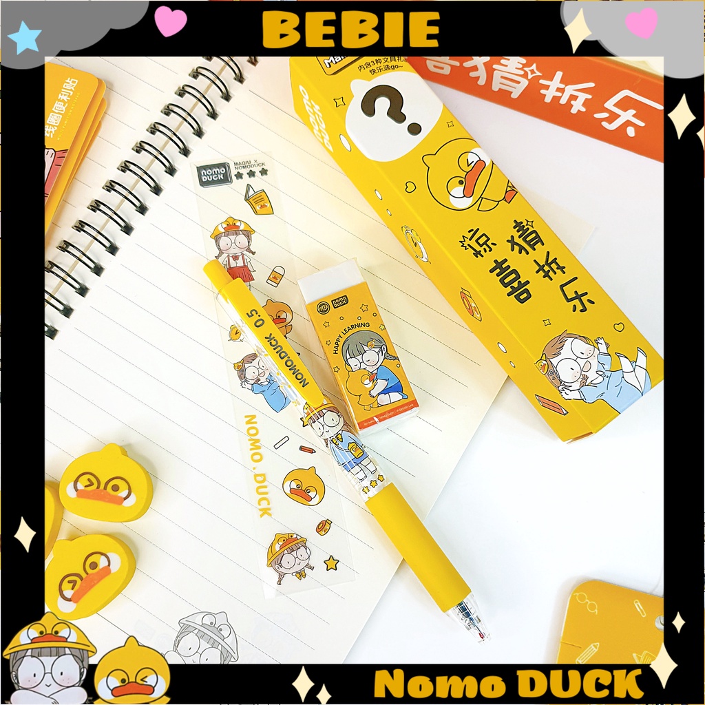 Set hộp dụng cụ học sinh in hình vịt hỏi chấm Nomo Duck BeBie - BP521