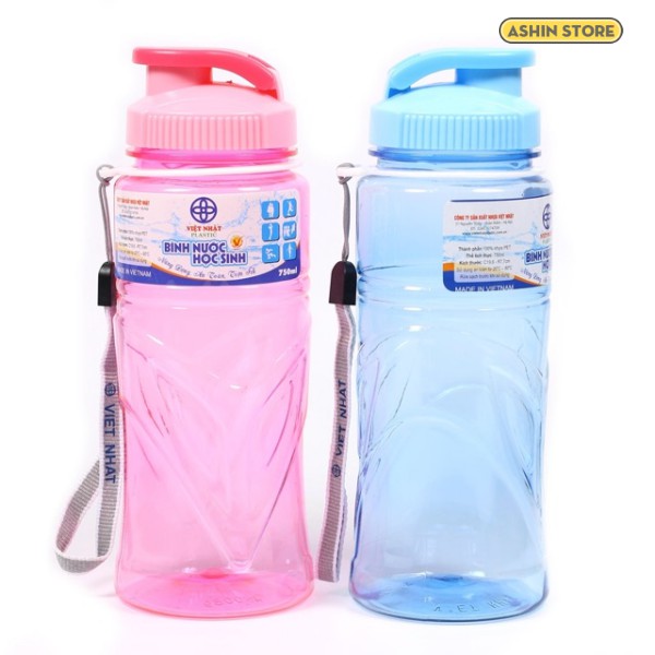 Bình Nước Học Sinh Việt Nhật 100% Nhựa PET An Toàn 750ml