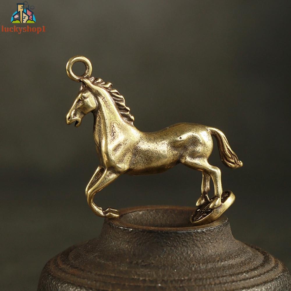 Mini Vintage Brass Portable Horse Pendant Home Office Decor Ornament 100% brand new and high quality