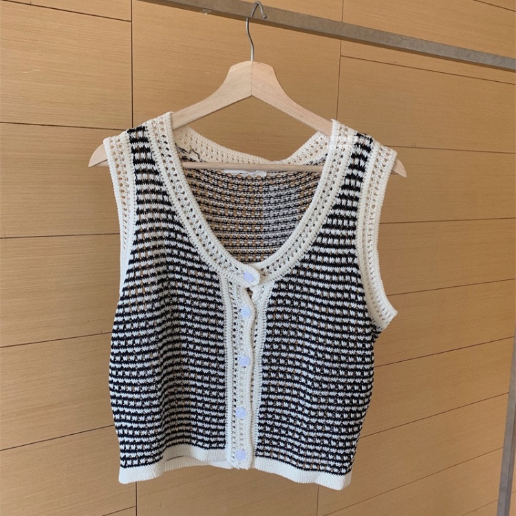 Áo Cardigan Dệt Kim Cổ Chữ V Màu Sắc Tương Phản Thời Trang Dành Cho Nữ