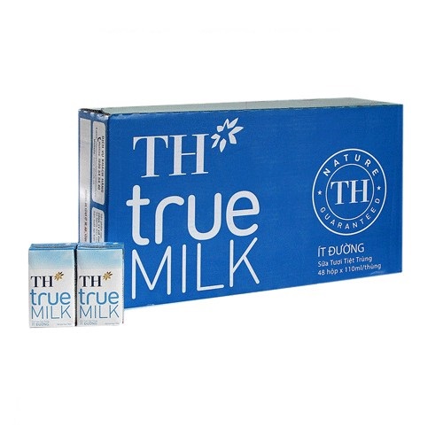 Thùng 48 hộp sữa tươi TH True Milk ít đường/có đường 110ml