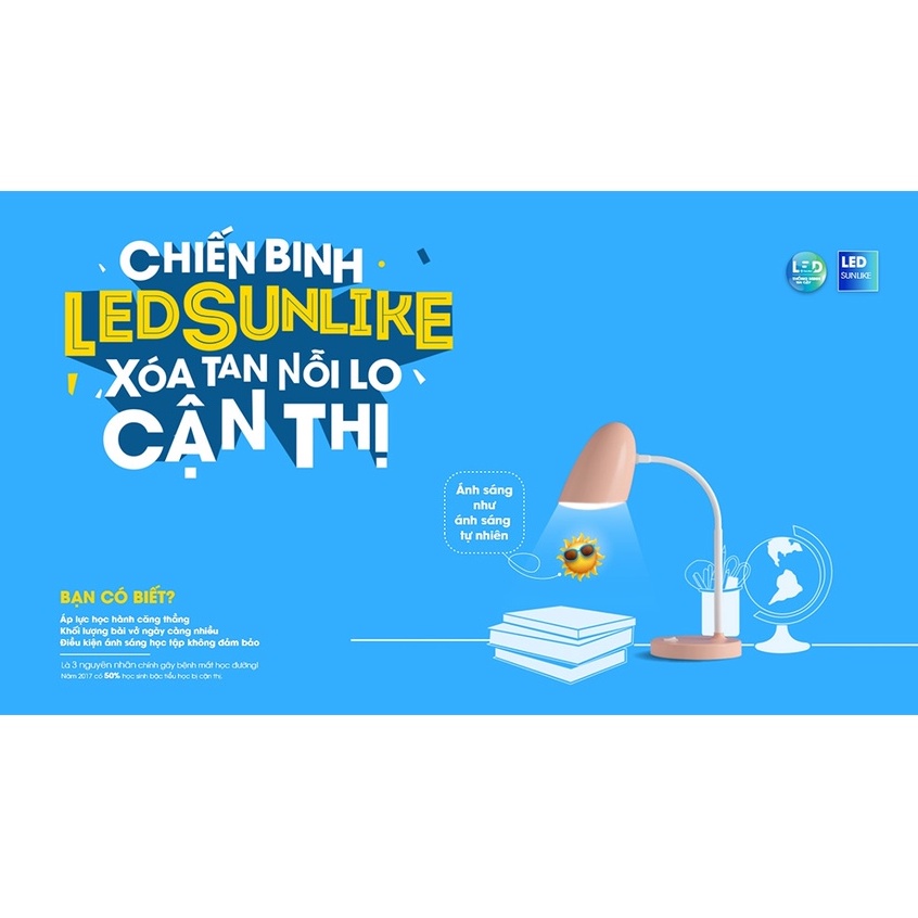 Đèn bàn học LED SUNLIKE bảo vệ thị lực chính hãng RẠNG ĐÔNG - BẢO HÀNH 24 THÁNG ( Model: RD-RL-38)