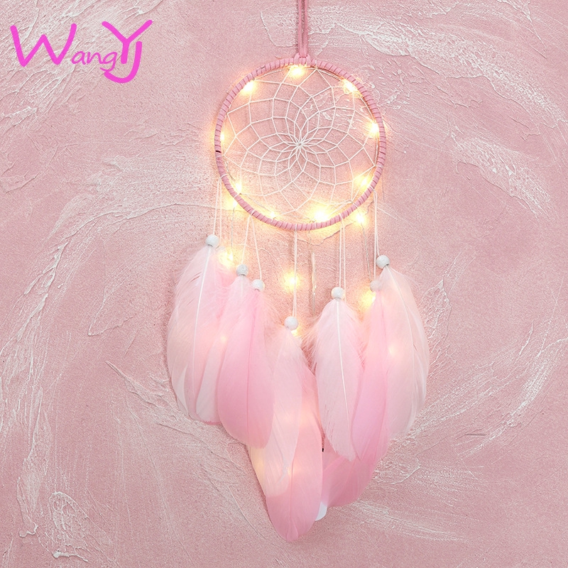 Dreamcatcher Thiết Kế Đơn Giản Có Đèn LED Trang Trí Xinh Xắn