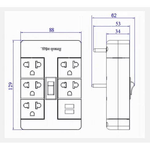 Ổ cắm chia điện kèm 2 cổng sạc USB thông minh  Điện Quang ĐQ ESK RT 5U2A