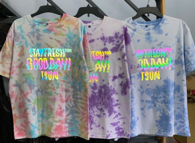 Áo thun tay lỡ Loang GOODDAY phản quang form unisex (Ảnh thật)