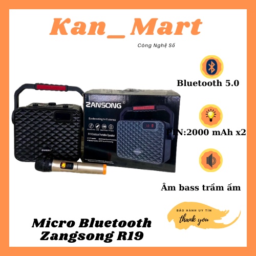 Loa Bluetooth Karaoke Zansong R19, Loa bluetooth xách tay, Bảo hành 6 tháng