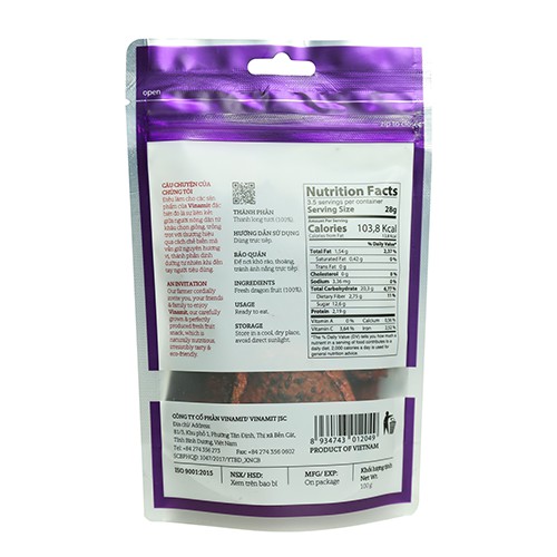 Thanh Long Sấy Dẻo Không Đường VINAMIT 100g