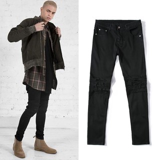 Quần Jean Nam Slim Fit Biker Tight Stretch Knee Destroyed
