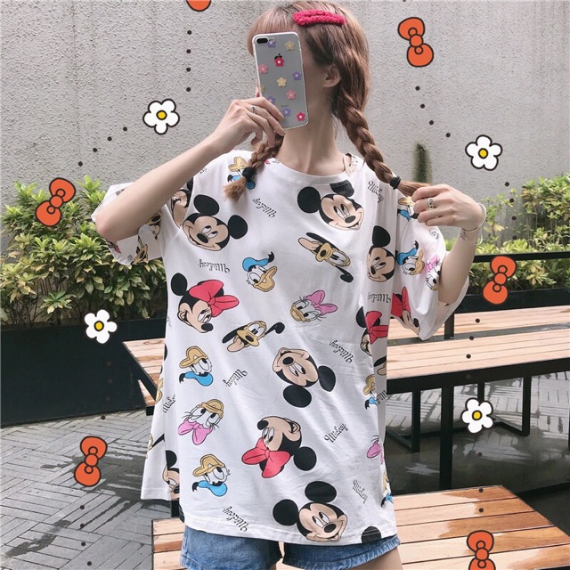 áo thun nữ in hình form rộng giấu quần