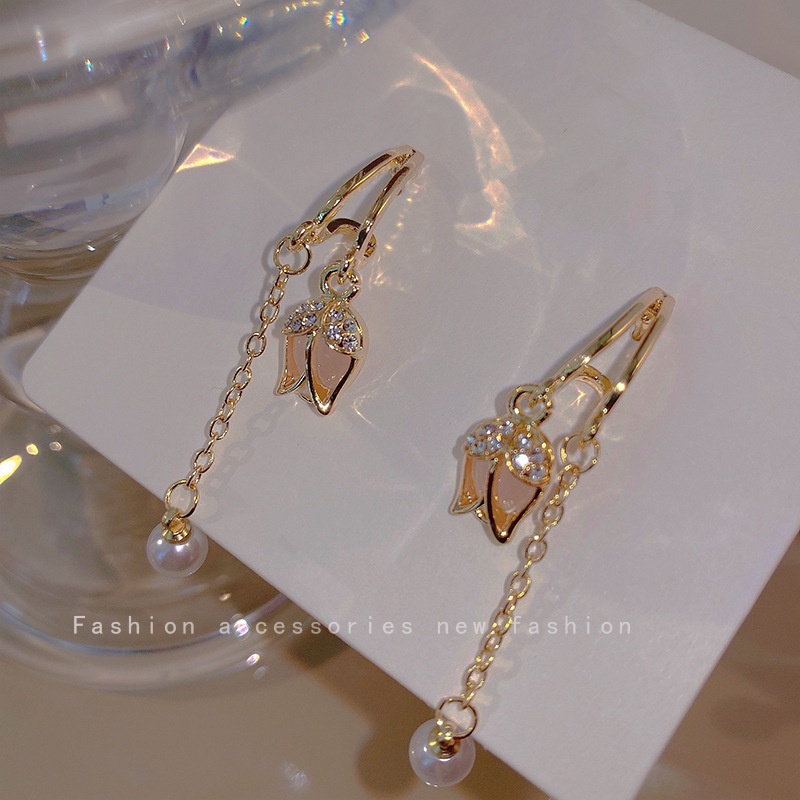 Khuyên Tai Hoa Tulip Đính Ngọc Trai Cao Cấp Phong Cách Hàn Quốc Kiểu Mới 2022