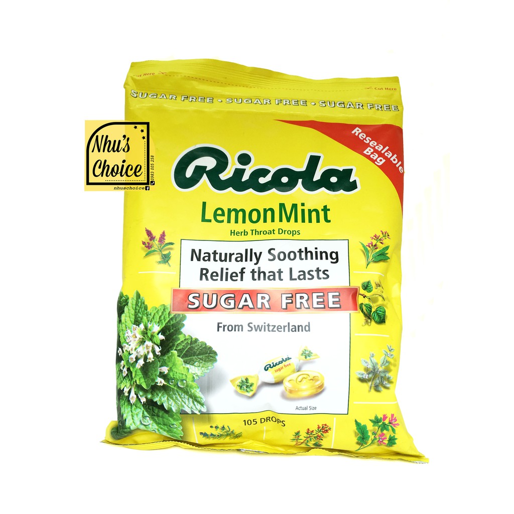 [Hàng Mỹ Nhu's Choice] Kẹo thảo mộc Ricola Natual Herb, vị Nguyên gốc/ Chanh Bạc hà - Original/ Lemon Mint