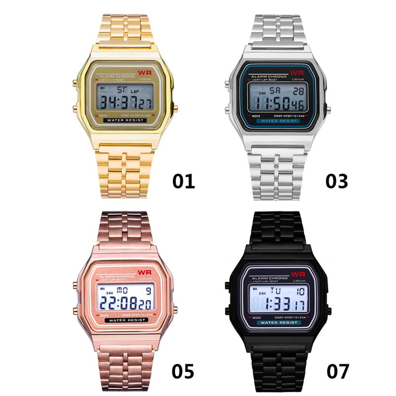 Đồng hồ inox mặt vuông màn hình LCD và đèn LED năng động | BigBuy360 - bigbuy360.vn