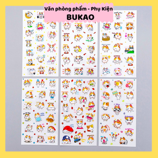 Z0485 R003 Sticker Mèo Con 6 Tờ Trang Trí Bukao