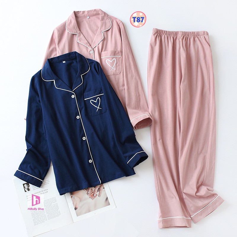 Pijama mặc nhà thu đông chất cotton mềm đẹp T87