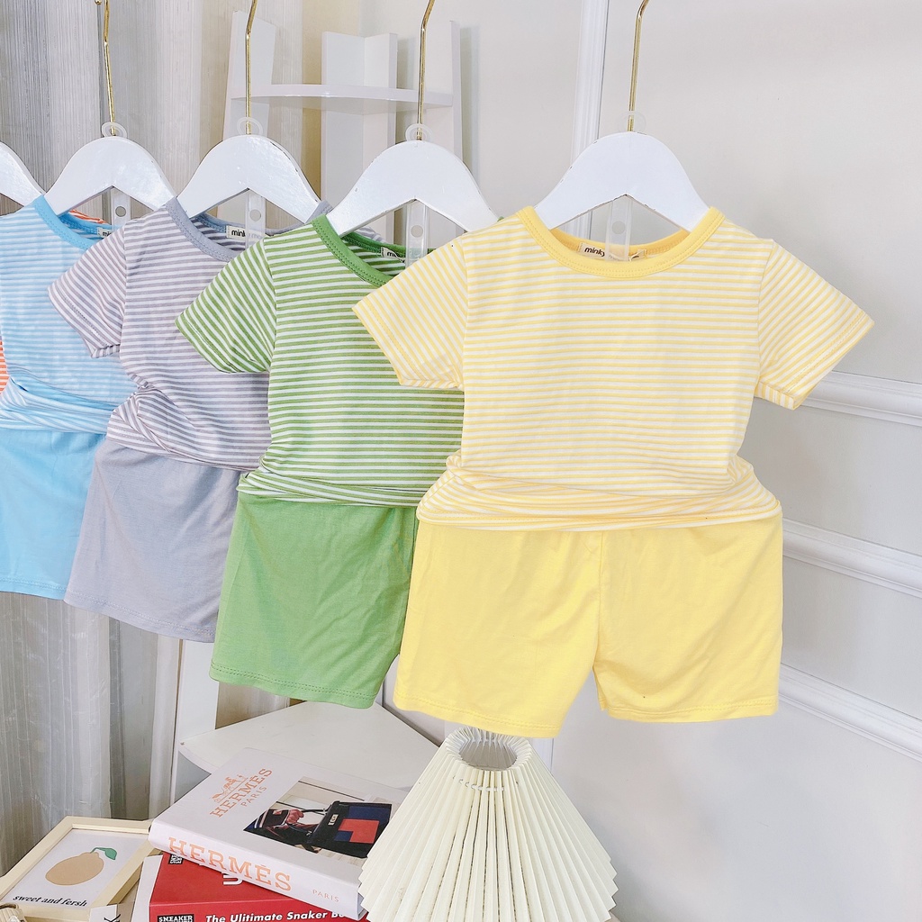 Đồ bộ MINKY MOM size đại cho bé trai bé gái cộc thun sọc, quần áo trẻ em monky mặc nhà cho bé 1 2 3 4 5 6 7 tuổi BC001