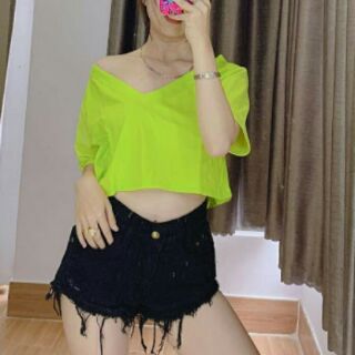 Áo croptop cổ tim siêu hot đủ màu