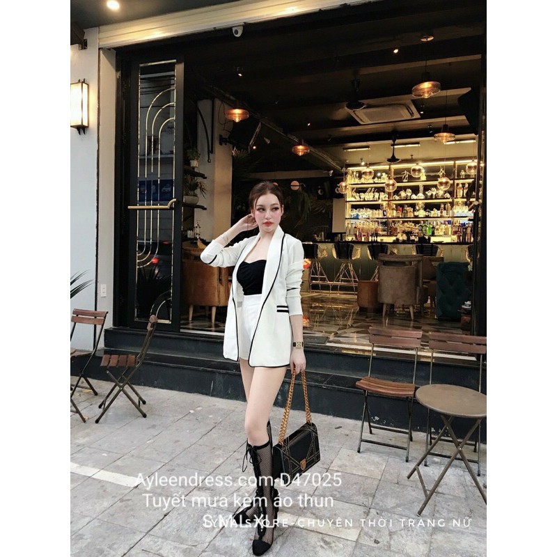 Set vest quần đùi áo vest áo trong viền