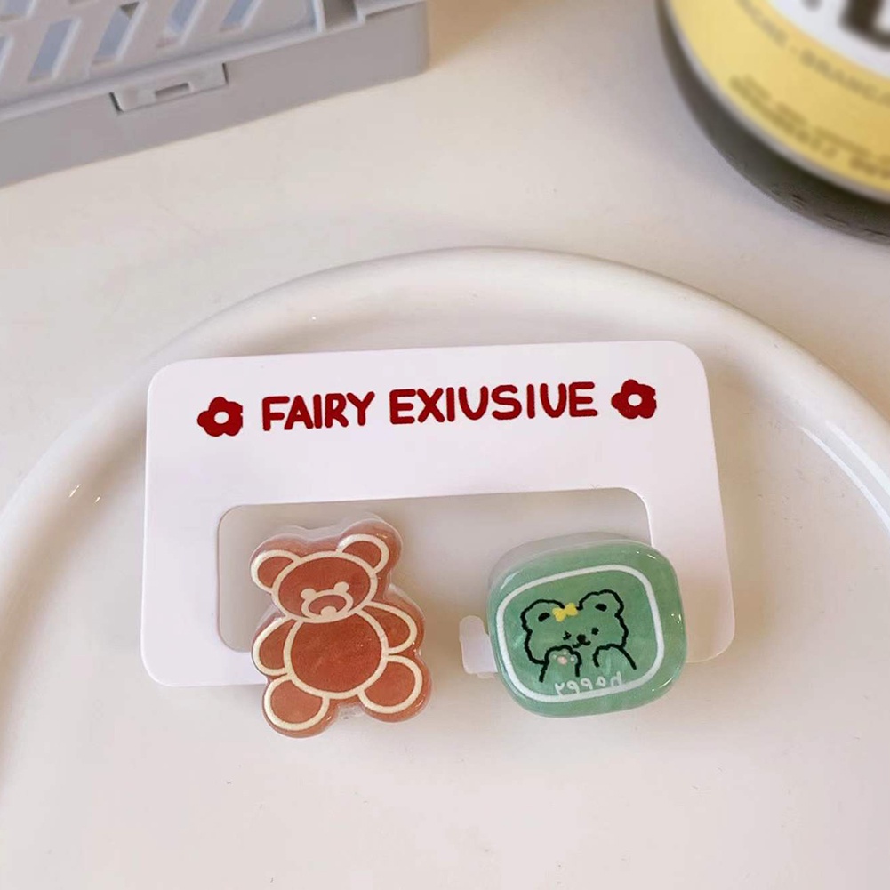 Bộ 2 Kẹp Tóc Mini Hình Hoa / Gấu Hoạt Hình Dễ Thương Cho Bé Gái