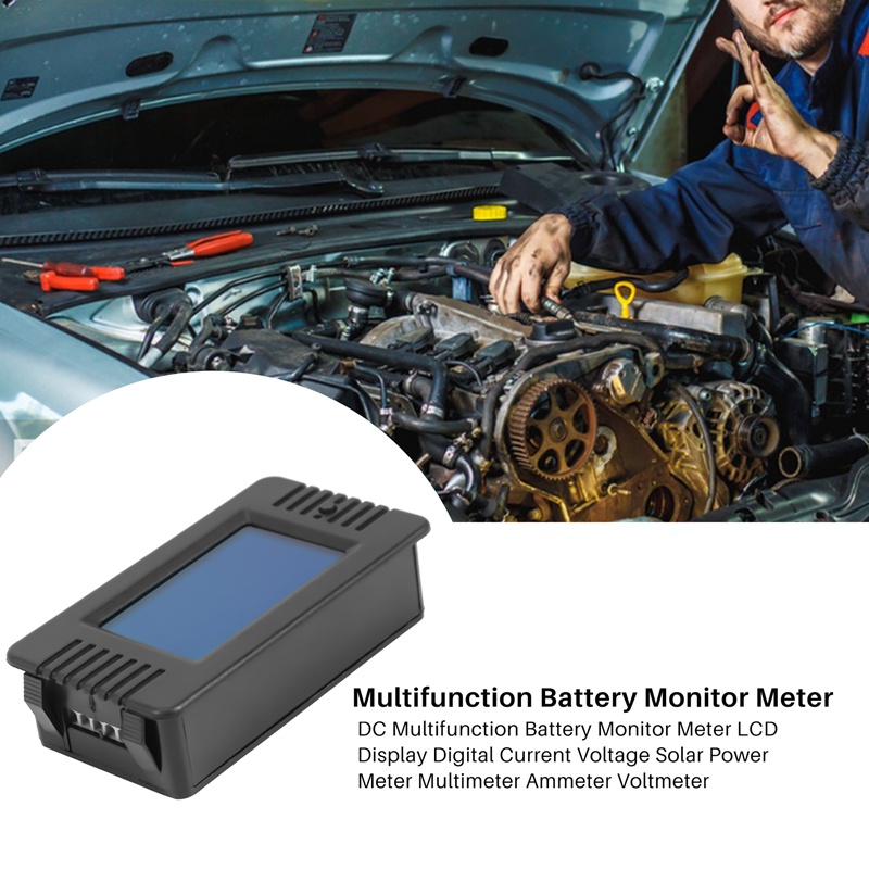 Đồng hồ đo màn hình pin đa chức năng DC Màn hình LCD Điện áp hiện tại kỹ thuật số Đồng hồ đo năng lượng mặt trời Đồng hồ vạn năng Ampe kế Vôn kế được áp dụng rộng rãi cho pin 12V '24V '48V RV 'Car)