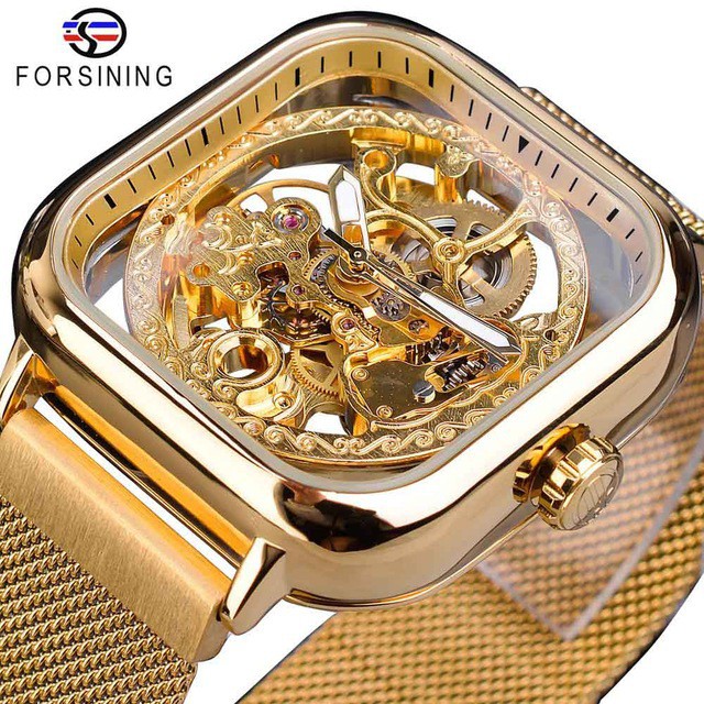 Đồng hồ cơ nam Forsining GMT1148 mặt Vuông máy cơ DÂY NAM CHÂM