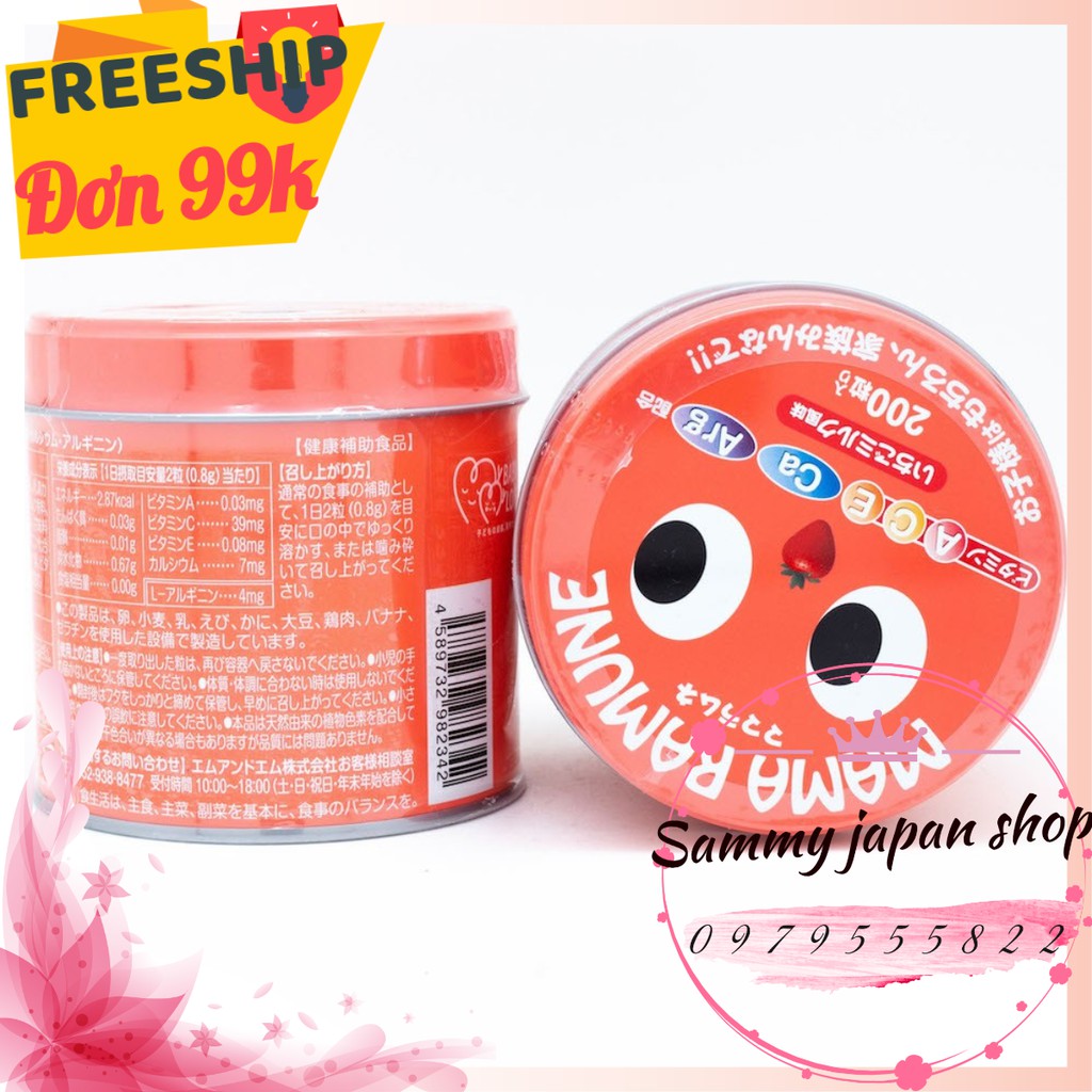 Kẹo Cho trẻ Biếng Ăn MAMA RAMUNE Hộp 200 viên (2 loại). Nội Địa Nhật Bản.