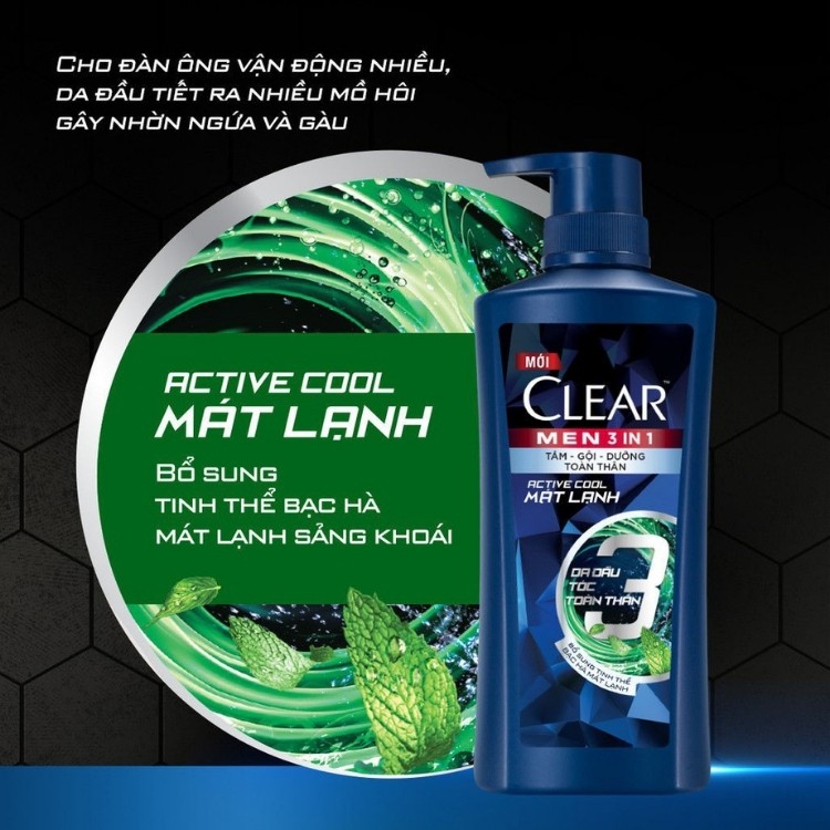  Dầu gội Clear Men sạch gàu và ngăn gàu sạch sâu 900g