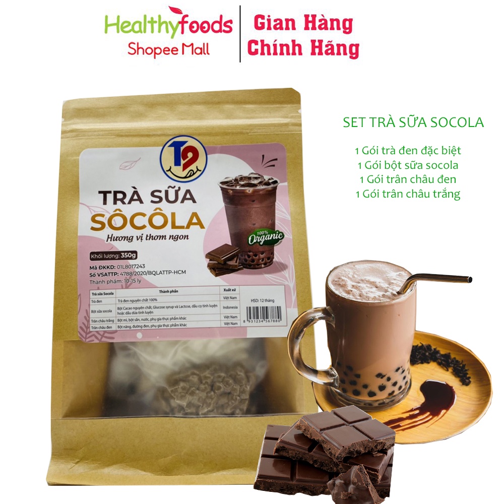 Set nguyên liệu pha trà sữa T9 phúc long thái xanh trân châu đường đen ô long sô cô la thành phẩm 10 15 ly