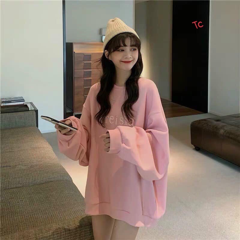 Áo SWEATER Thêu Chữ Ngực Màu Hồng UNISEX
