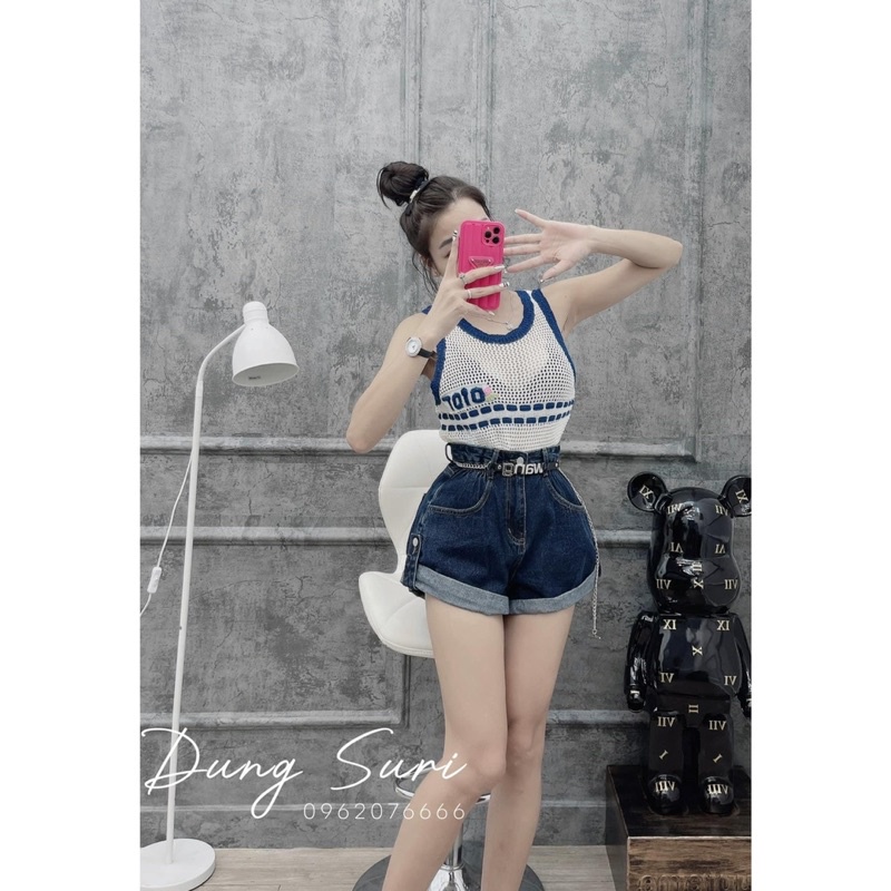 QUẦN SHORT JEANS KÈM ĐAI WAG GẤP GẤU DÁNG BASIC MS25881