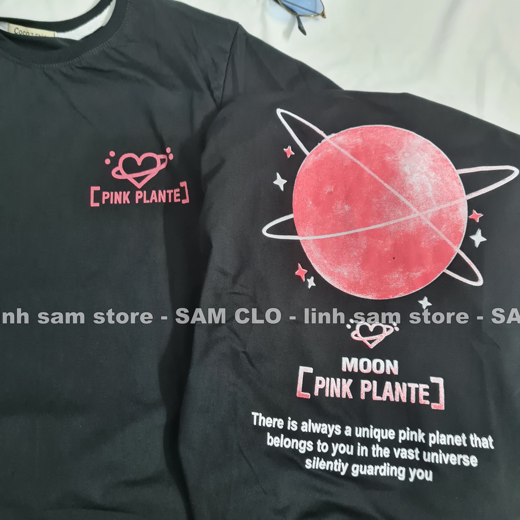Áo thun tay lỡ nam nữ SAM CLO phông form rộng dáng Unisex, mặc lớp, nhóm, cặp in hình MẶT TRĂNG MOON PINK PLANTE màu đen | BigBuy360 - bigbuy360.vn