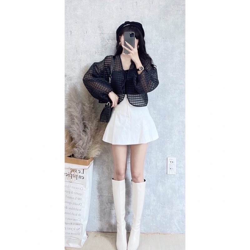 Áo lưới xinh ulzzang tay dài kèm bara siêu dày dặn
